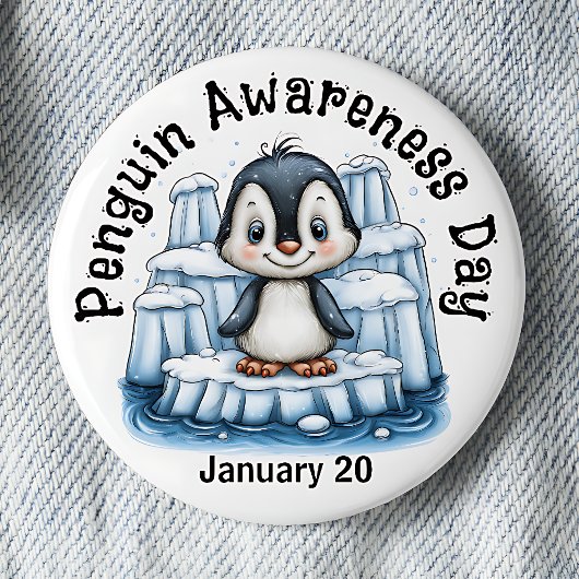 Pinguin-Bewusstseinstag-Anstecknadel Button
