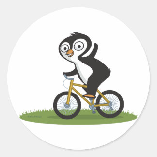 Pinguin Biker Runder Aufkleber