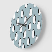 Pinguin Bird Animal Niedlich Pattern Große Wanduhr (Winkel)