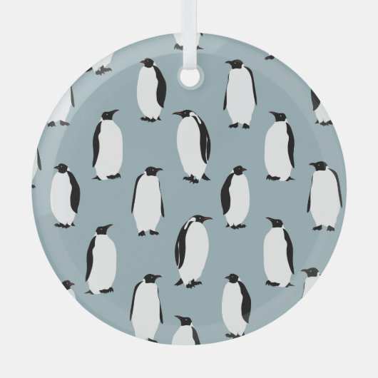 Pinguin Bird Animal Niedlich Pattern Ornament Aus Glas (Vorderseite)