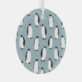Pinguin Bird Animal Niedlich Pattern Ornament Aus Glas (Vorderseite Rechts)