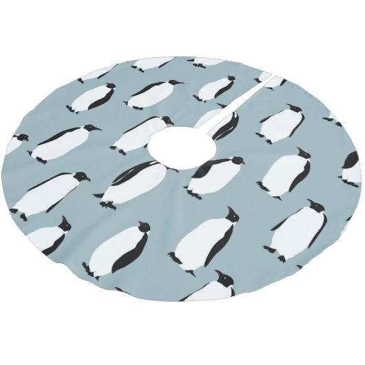 Pinguin Bird Animal Niedlich Pattern Polyester Weihnachtsbaumdecke (Schrägansicht)