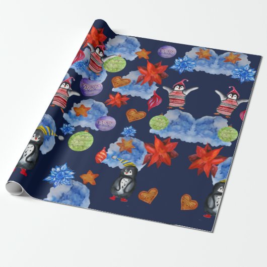 Pinguin Birds Wrapping Paper Geschenkpapier (Ungerollt)