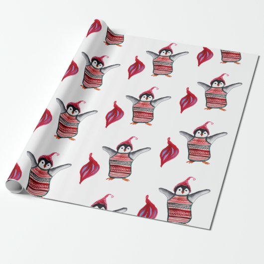 Pinguin Birds Wrapping Paper Geschenkpapier (Ungerollt)