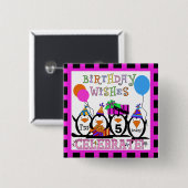 Pinguin Birthday Party Button (Vorne & Hinten)