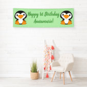 Pinguin Birthday Party Green Banner (Insitu)