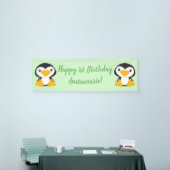 Pinguin Birthday Party Green Banner (Messeveranstaltung)