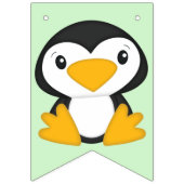 Pinguin Birthday Party Green Wimpelkette (Erste Fahne)