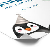Pinguin Birthday Welcome Sign Poster (Ecke)