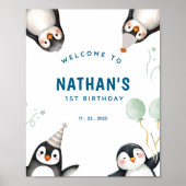 Pinguin Birthday Welcome Sign Poster (Vorne)