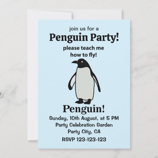 Pinguin bitte lehre mich, wie man den sonnigen Pin Einladung (Vorderseite)