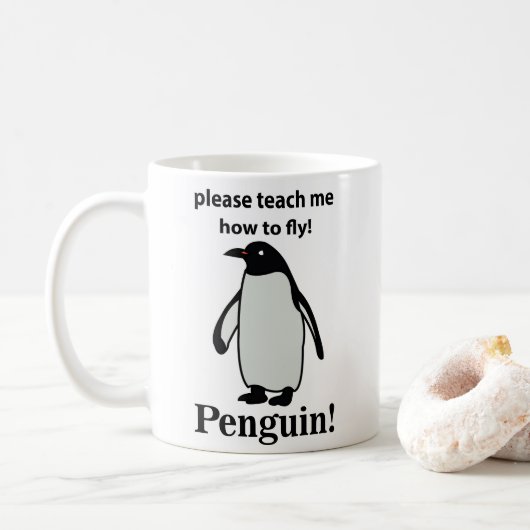 Pinguin bitte lehre mich, wie man den sonnigen Pin Kaffeetasse (Mit Donut)