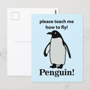 Pinguin Bitte Lehre Mich Zu Fliegen Lustiger Pingu Postkarte