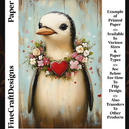 Pinguin, Blumengarland CH7 Scrapbook Paper