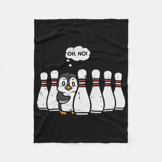 Pinguin Bowling Buttone Oh No Funny Bowler Player Fleecedecke (Vorderseite)
