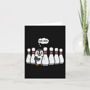 Pinguin Bowling Buttone Oh No Funny Bowler Player  Karte