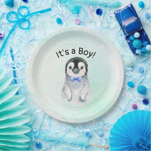 Pinguin Boy Baby-Duschpapierplatte Pappteller (Party)