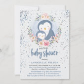 Pinguin Boy Baby Virtual Dusche Einladung (Vorderseite)