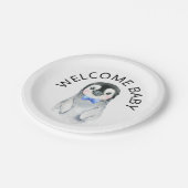 Pinguin-Boy-Winter-Babydusche Papierplatte Pappteller (Schrägansicht)