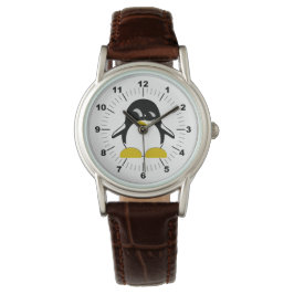 Pinguin Brown Leather Strap Watch Armbanduhr
