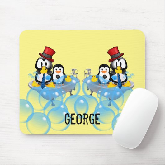Pinguin Bubble Bath Mouse Pad! Mousepad (Mit Mouse)
