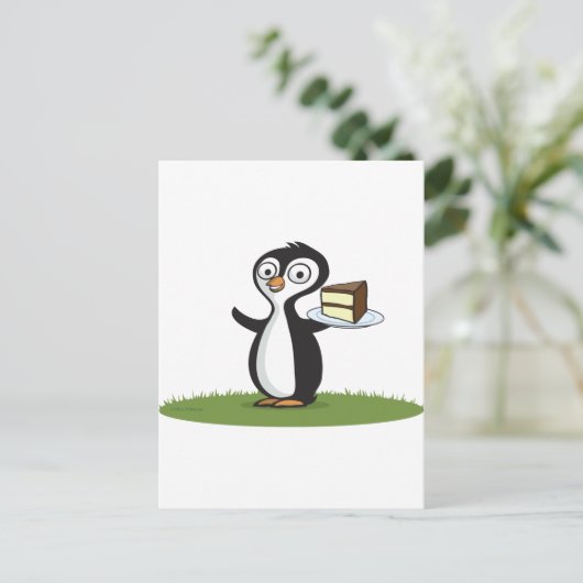 Pinguin Cake Postkarte (Stehend Vorderseite)