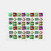 Pinguin Cartoon Birds Abstrakt Art Collage Fleecedecke (Vorderseite (Horizontal))
