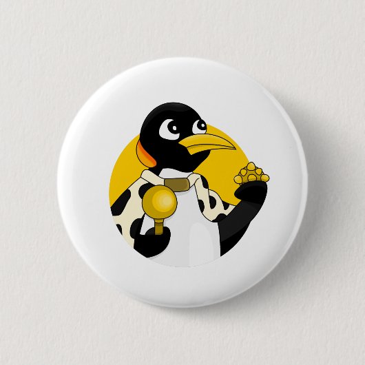 Pinguin-Cartoon Button (Vorderseite)