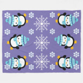 Pinguin Cartoon kalte Winterschneeflocke GROSSE li Fleecedecke (Vorderseite (Horizontal))
