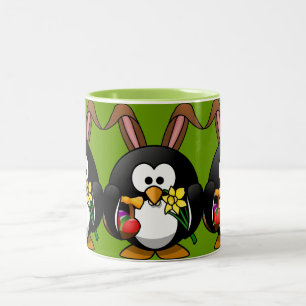 Pinguin-Cartoon Osterhase Zweifarbige Tasse