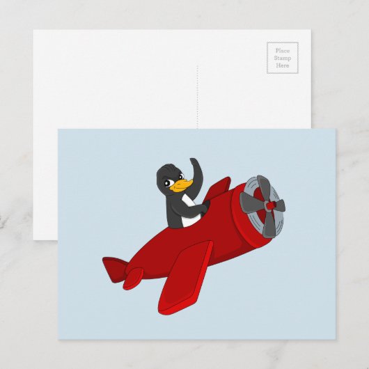 Pinguin-Cartoon Postkarte (Vorne/Hinten)