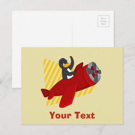 Pinguin-Cartoon Postkarte (Vorne/Hinten)