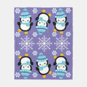 Pinguin Cartoon Schneeflocke Fleece blau (Vorderseite)