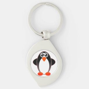 Pinguin, Cartoon, Schwarz und Weiß Schlüsselanhänger