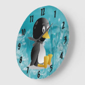 Pinguin Cartoon Wall Clock Große Wanduhr (Winkel)