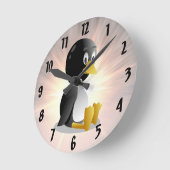 Pinguin Cartoon Wall Clock Runde Wanduhr (Winkel)