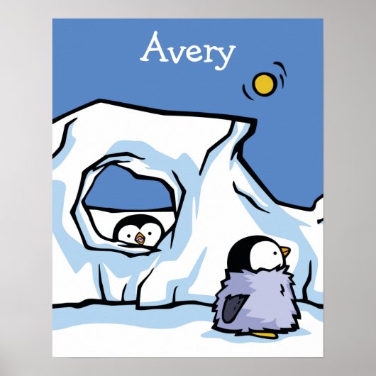 Pinguin Chick Flüchtige Blick-a-Boo Poster (Vorne)