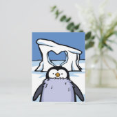 Pinguin Chick Heart Post Card Postkarte (Stehend Vorderseite)
