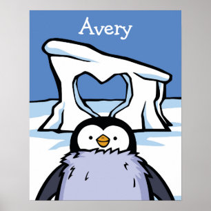 Pinguin Chick Heart Poster