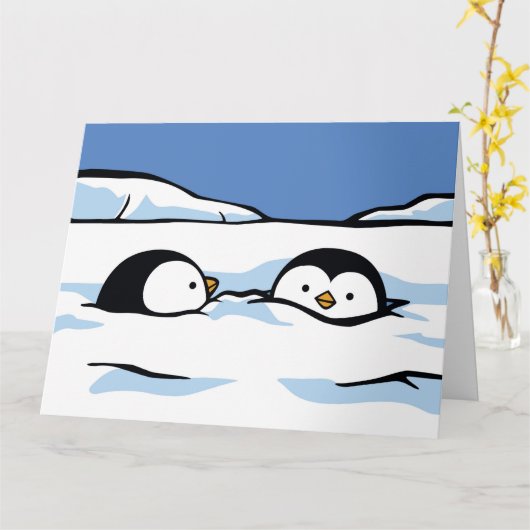 Pinguin Chick Snow Deep Grußkarte Karte (Gelbe Blume)