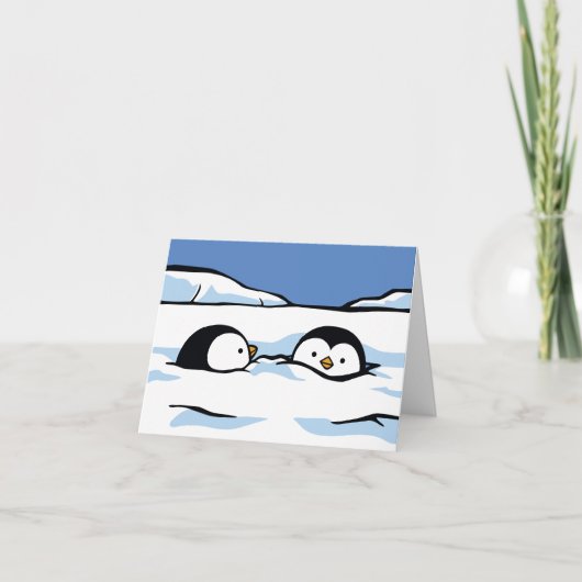 Pinguin Chick Snow Deep Grußkarte Karte (Vorderseite)
