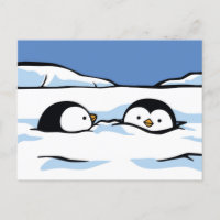 Pinguin Chick Snow Deep Post Card
