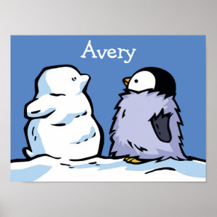 Pinguin Chick Snow Poster