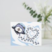 Pinguin Chick Snowprints Post Card Postkarte (Stehend Vorderseite)