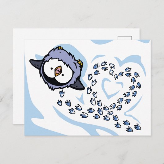 Pinguin Chick Snowprints Post Card Postkarte (Vorne/Hinten)
