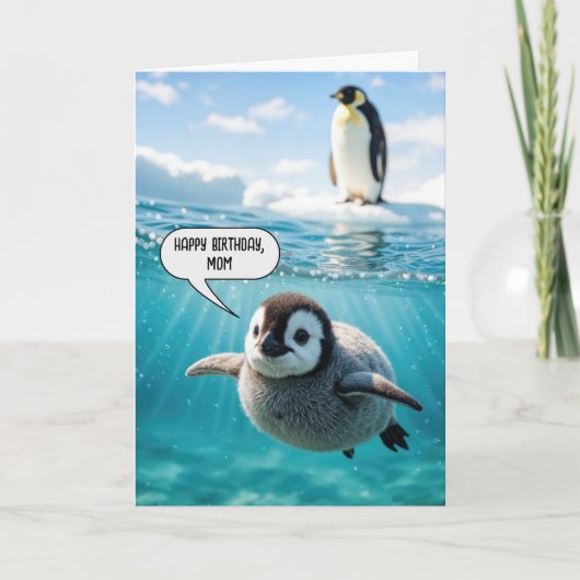 Pinguin Chick zum Geburtstag der Mama Karte (Vorderseite)