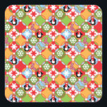 Pinguin Christmas Circles Pattern Square Stickers<br><div class="desc">Pinguin Christmas Circles Pattern Square Stickers</div>