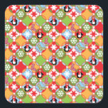 Pinguin Christmas Circles Pattern Square Stickers<br><div class="desc">Pinguin Christmas Circles Pattern Square Stickers</div>