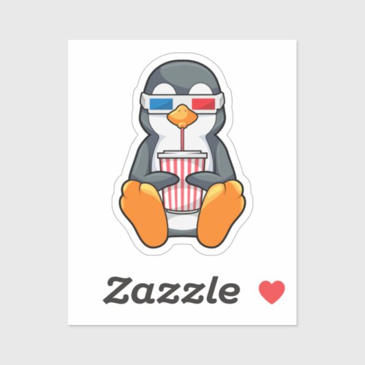 Pinguin Cinema Brille Trinktasse Aufkleber (Blatt)