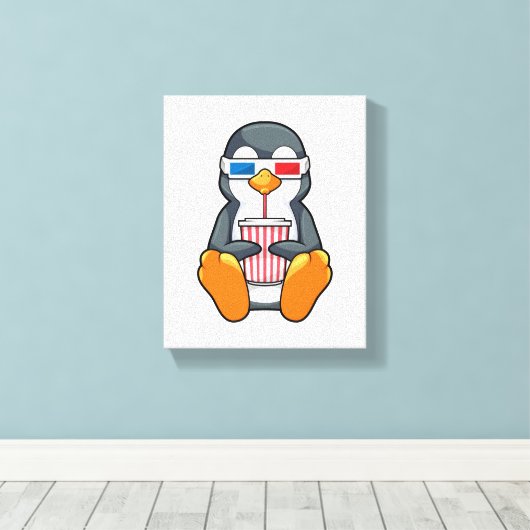 Pinguin Cinema Brille Trinktasse Leinwanddruck (Insitu (Holzboden))